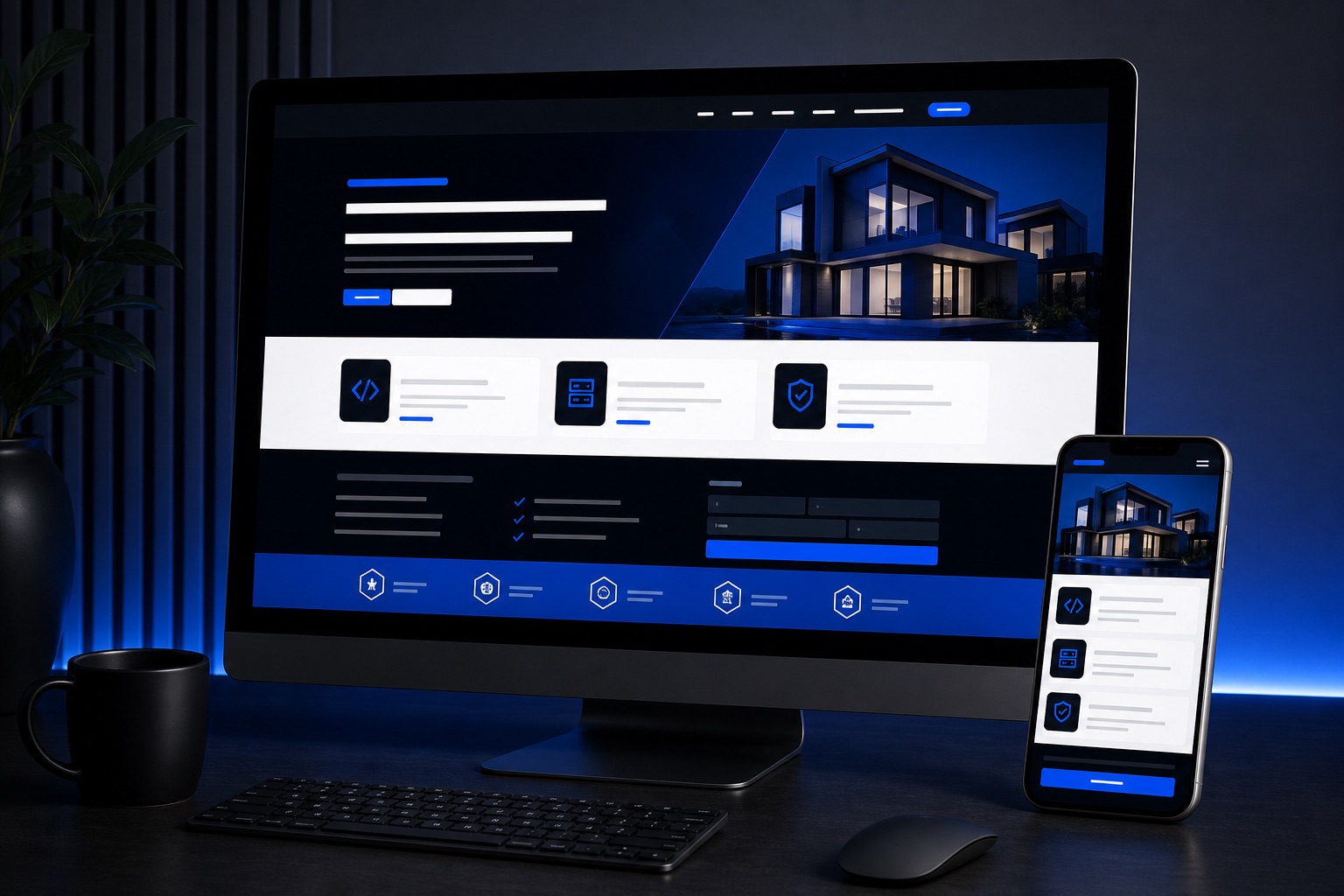 Demo einer modernen Unternehmenswebseite auf Desktop und Smartphone