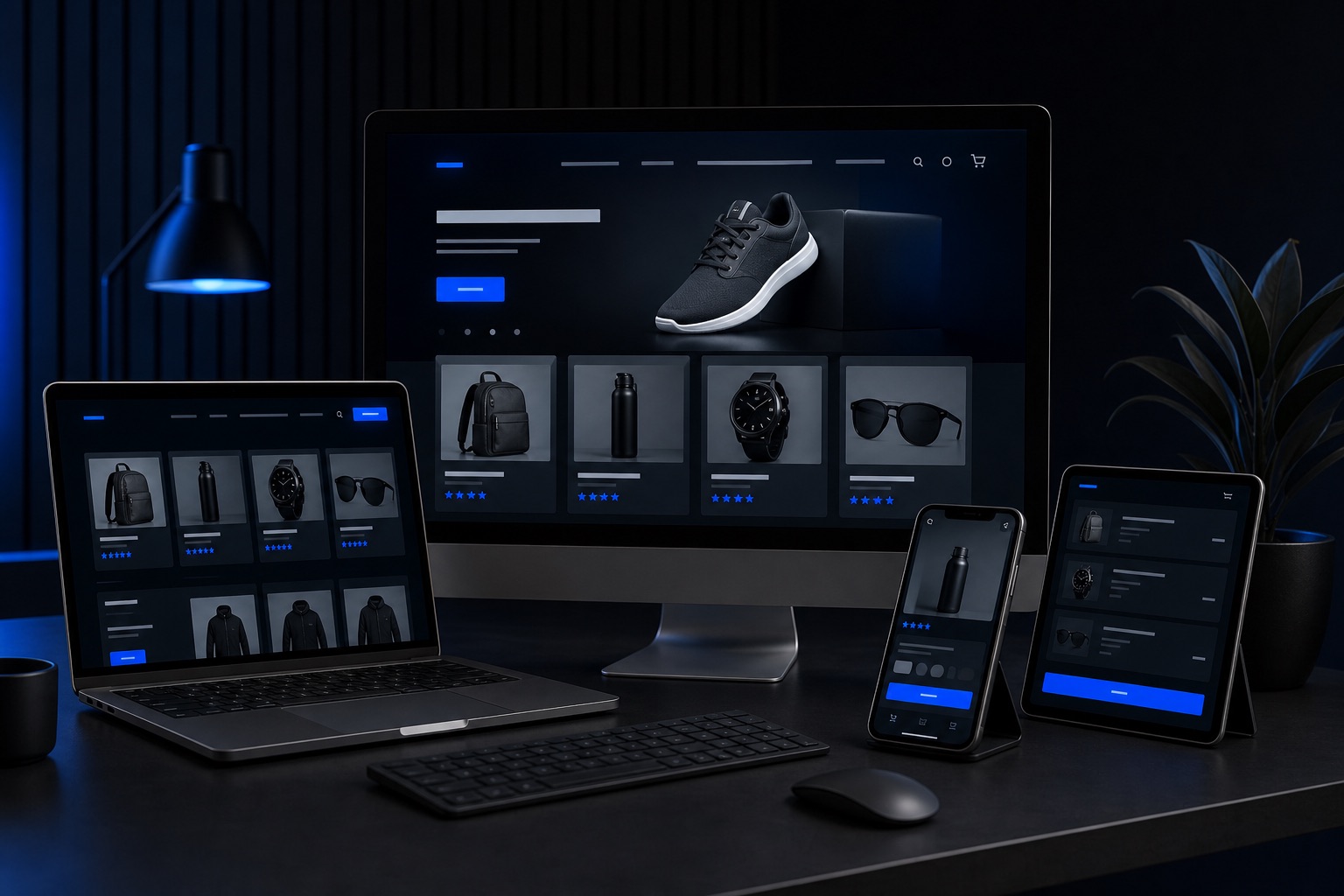 Demo einer modernen Shop-Website auf mehreren Geräten
